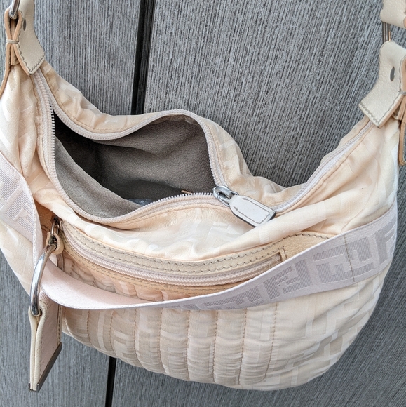 Fendi: Zucca Jacquard FF Monogram Pink Blend Adjustable Bag - Picture 14 of 16